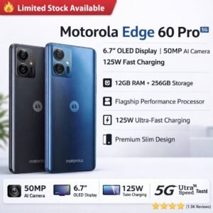 Motorola Edge 60 Pro 5G Smartphone with 6.7-inch OLED Display, 50MP Camera, 12GB RAM, 256GB Storage, 125W Fast Charging, Premium Design