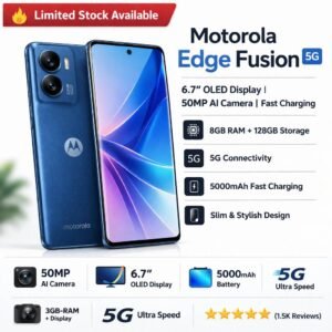 Motorola Edge Fusion 5G Smartphone with 6.7-inch OLED Display, 50MP Camera, 8GB RAM, 128GB Storage