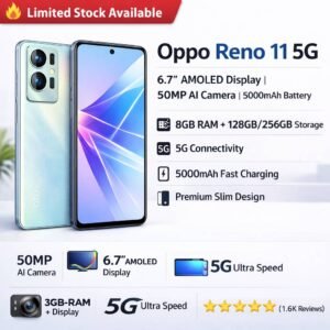 Oppo Reno 11 5G Smartphone with 6.7-inch AMOLED Display, 50MP AI Camera, 8GB RAM, 128GB Storage, Fast Charging, Premium Design
