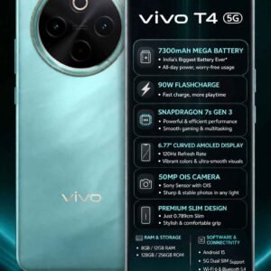 Vivo T4 5G (8GB RAM, 128GB Storage) | 7300mAh Battery | 50MP Camera